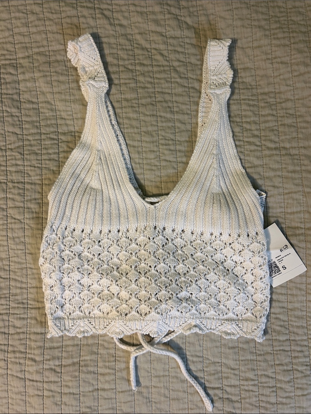 Forever 21 White Crochet Knit Crop Top